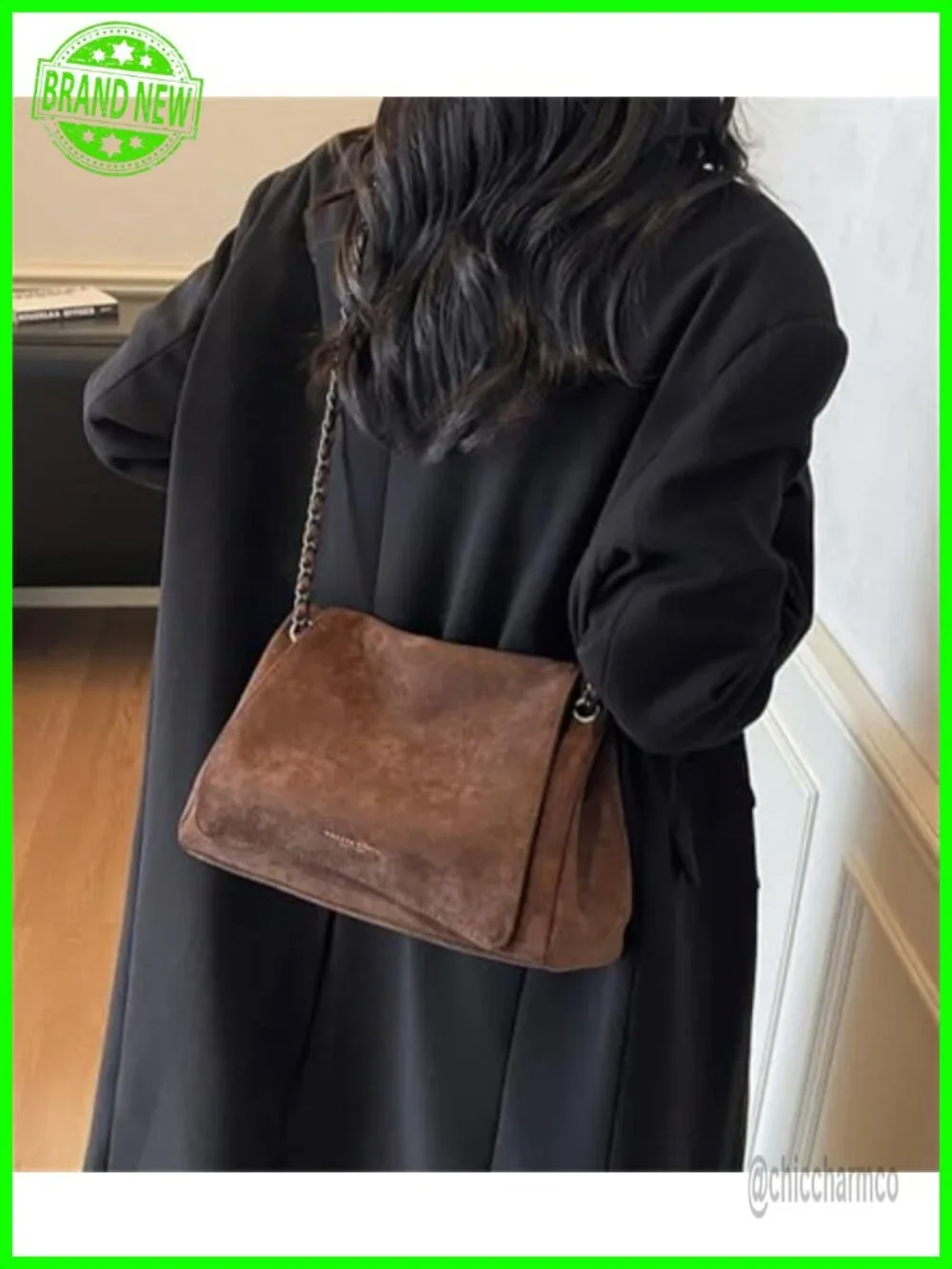 Suede Top Handle Bag Slouchy Shoulder Hobo Handbag Fall Winter Tote